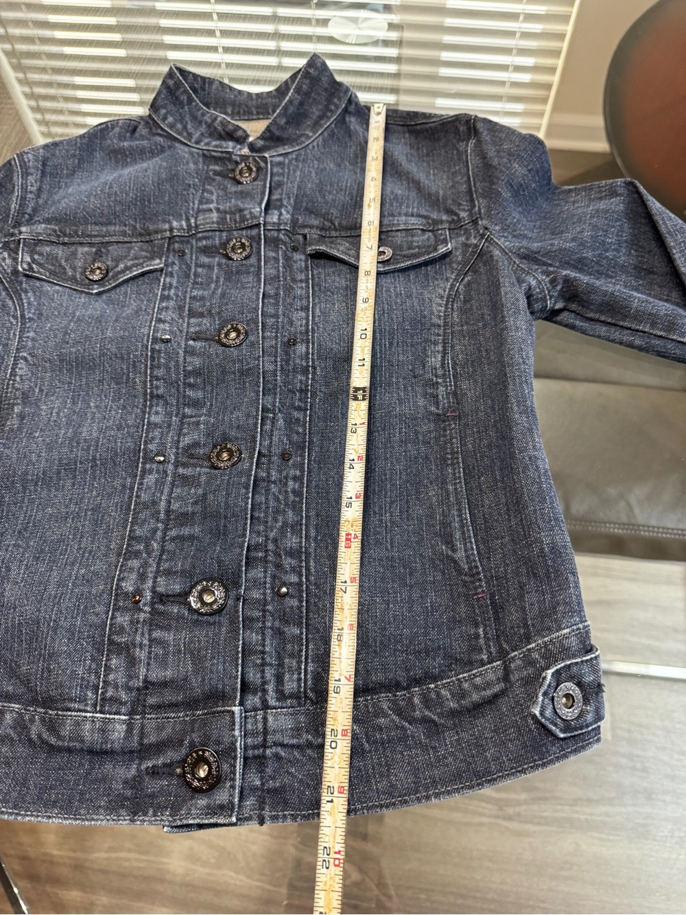 Levi’s Dark Indigo Denim Jacket - Women's Stand Collar Jean Jacket - Picture 10 of 16